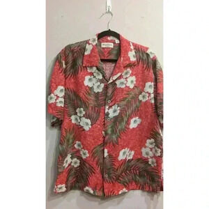 Men's tropical floral Hawaiian shirt 100% silk Size Large